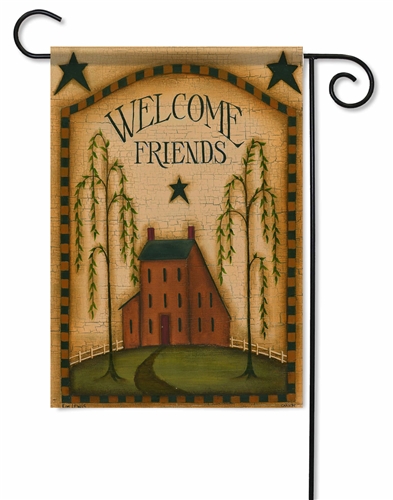 Wood Tartan Crest Garden Flag - Welcome Style